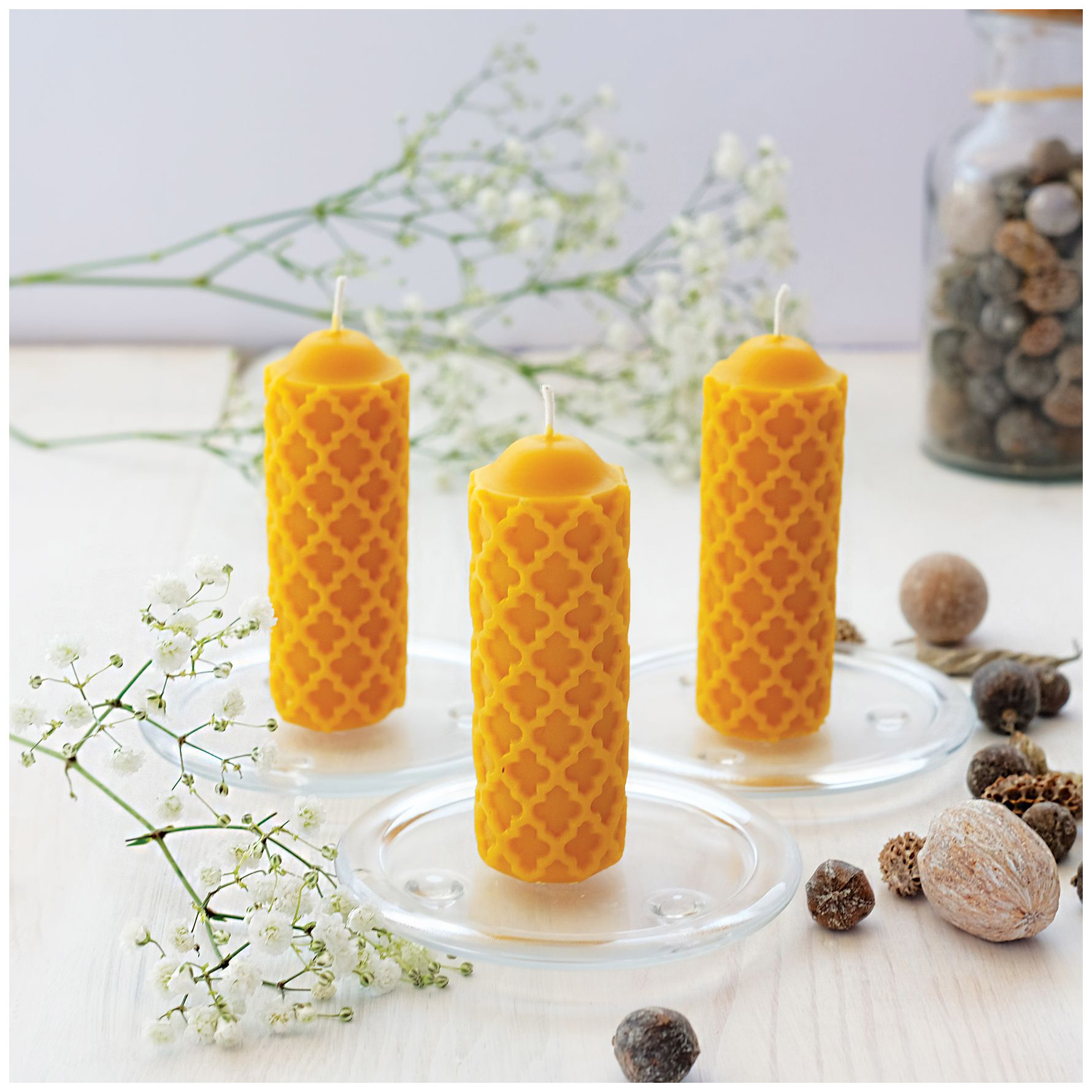 100% Pure Beeswax Festive Candles